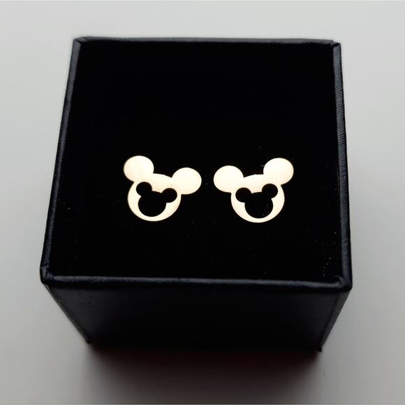 Rose Gold Plated Stainless Steel Mickey Mouse Earrings - Picture 4 of 4